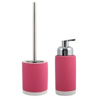 MSV Badkamer accessoires set - fuchsia roze - zeeppompje/wc-borstel - thumbnail