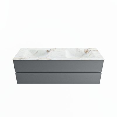 MONDIAZ VICA-DLUX 150cm badmeubel onderkast Plata 2 lades. Inbouw wastafel CLOUD dubbel zonder kraangat, kleur Frappe.