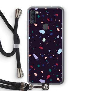 Dark Rounded Terrazzo: Samsung Galaxy A11 Transparant Hoesje met koord