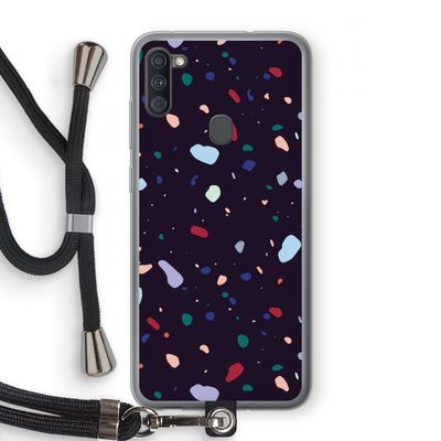 Dark Rounded Terrazzo: Samsung Galaxy A11 Transparant Hoesje met koord