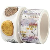Creativ Company Masking tape, zegels en landschappen, l: 3+5 m, b: 20+25 mm, 2 rol/ 1 doos
