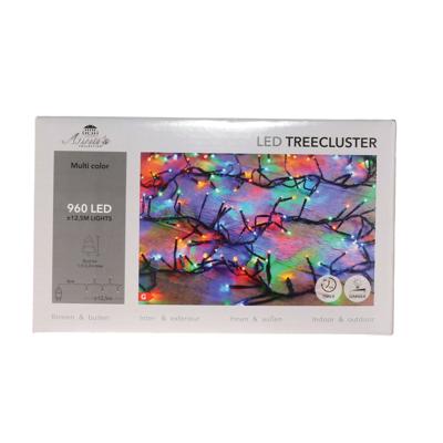 Clusterverlichting - 960 led lampjes - gekleurd - 1250 cm - lichtsnoer - kerstlampjes