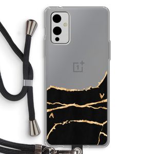 Gouden marmer: OnePlus 9 Transparant Hoesje met koord
