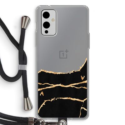 Gouden marmer: OnePlus 9 Transparant Hoesje met koord
