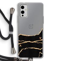 Gouden marmer: OnePlus 9 Transparant Hoesje met koord