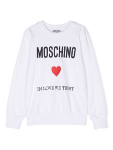 Moschino Kids sweat en coton à logo brodé - Blanc