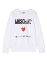 Moschino Kids sweat en coton à logo brodé - Blanc - thumbnail