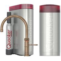 Quooker Classic Fusion Round Keukenkraan Set - Kokend Warm- en Koud Water - Messing Patina - Inclusief COMBI+ Reservoir & CUBE - Direct Gekoeld Bruisend Water