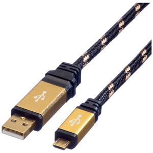 ROLINE GOLD USB 2.0 Kabel, USB A Male - Micro USB B Male, 1,8 m