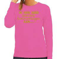 Apres ski sweater dames - geen actieve herinnering - roze - glitter goud - wintersport - skieen - thumbnail