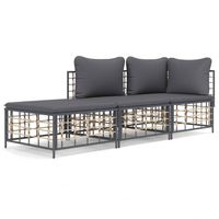 The Living Store Hoekbank Lounge - Antraciet - Poly rattan - 72x72x66 cm - Weerbestendig