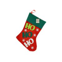 Kerstsok rood/groen Ho Ho Ho 45 cm cm - Kerstversiering/kerstdeco