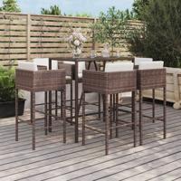 7-delige Tuinbarset met kussens poly rattan bruin