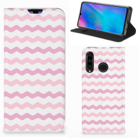 Huawei P30 Lite New Edition Hoesje met Magneet Waves Roze - thumbnail