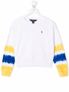 POLO RALPH LAUREN KIDS sweat crop à imprimé tie-dye - Blanc