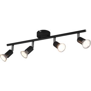 LED Plafondspot - Trion Pamo - GU10 Fitting - 4-lichts - Rond - Mat Zwart - Aluminium