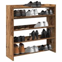VidaXL Schoenenrek 80x25x81 cm bewerkt hout oud houtkleurig VidaXL Schoenenrek 80x25x81 cm bewerkt hout oud houtkleurig