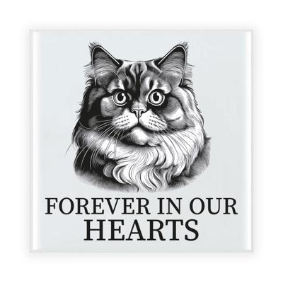 Herdenking cadeau tegel kattenliefhebber - Perzische Kat kat/poes - zwart/wit - keramiek - 15 cm