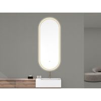 Ovale Spiegel BWS Mino met Dimbare LED Verlichting en Spiegelverwarming 50 x 100 cm Geborsteld Messing