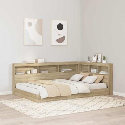 Opberghoofdbord met plank Sonoma eiken 120 cm Bewerkt hout