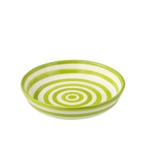 J-Line Bowl Granada Stripes Low Ceramic White|Green Large