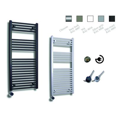 Sanicare Elektrische Design Radiator - 111.8 x 60 cm - 730 Watt - thermostaat chroom linksonder - inox look HRLEC 601118/I