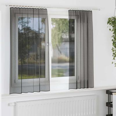 Gordijnen voile met tab top 2 st zwart