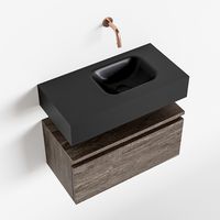 Toiletmeubel Mondiaz Andor | 60 cm | Meubelkleur Dark brown | Lex vrijhangend wastafel Urban Rechts | Zonder kraangat