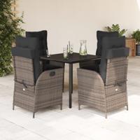 5-delige Tuinset met kussens poly rattan grijs