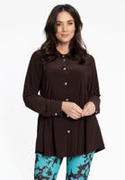 Yoek Blouse plooien | Bruin | Maat 54/56