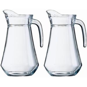 Water karaf - 4x - 1 liter - glas - Sapkan - waterkan - schenkkan - met handvat