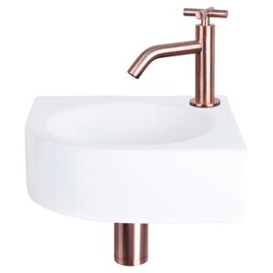 Differnz Cleo fonteinset keramiek - kraan kruis - 30 x 30 x 10 cm - rood koper