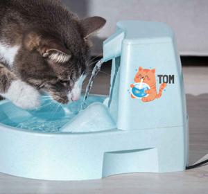 Katten drinkfontein sticker met naam