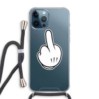 Middle finger black: iPhone 12 Pro Max Transparant Hoesje met koord