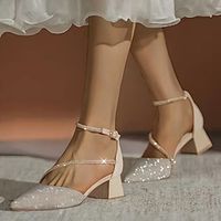 Dames trouwschoenen pumps elegante mode dagelijkse sandalen bruiloft bruidsmeisje schoenen effen kleur strass bling blok dikke hak puntige neus schoenen lente zomer valentijnscadeaus Lightinthebox