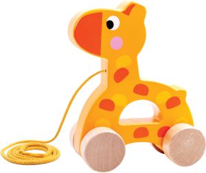 Tooky toy Giraffe Houten Trekfiguur 18 maanden Geel/Oranje