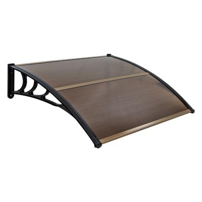 122 x 99 cm Raam en Deurluifel Luifel voor Huisdeur Bescherming Tegen Zon/Regen/Sneeuw/Wind Polycarbonaat Holle Kernpaneel -Bruin