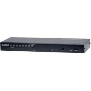 Aten 1-Lokale/externe gedeelde toegang, 8-poorts Cat 5 KVM over IP-switch met poort serieschakeling