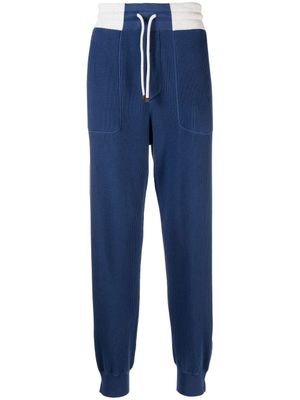Brunello Cucinelli pantalon de jogging en maille - Bleu