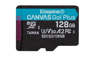 Kingston Canvas Go! Plus microSDXC 128 GB geheugenkaart Incl. adapter, Class 10, UHS-I U3, V30, A2