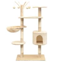 Kattenkrabpaal met sisal krabpalen 125 cm beige - thumbnail