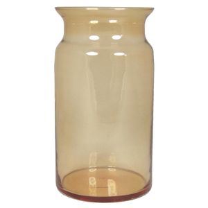Bloemenvaas - amber geel/transparant glas - H29 x D16 cm