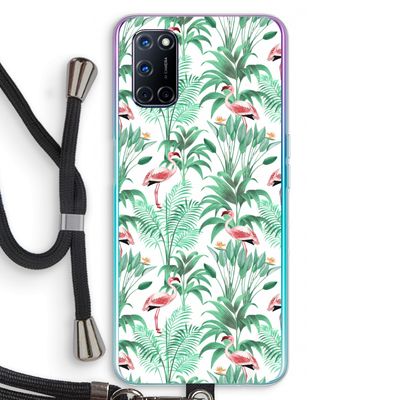 Flamingo bladeren: Oppo A72 Transparant Hoesje met koord