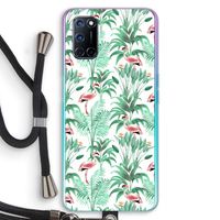 Flamingo bladeren: Oppo A72 Transparant Hoesje met koord