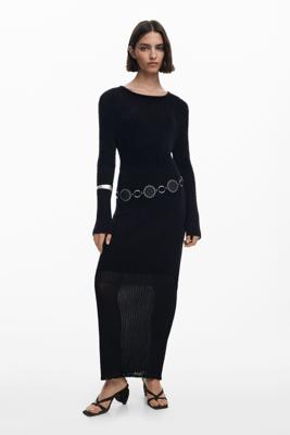 Jurk met transparante stof - BLACK - XL