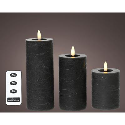 LED Kaarsenset wax 3-delig grijs