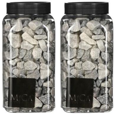 Mica decorations Decoratie stenen - 2x - grijs mix - 650 ml - hobby materialen - plantenpot vulling Mica decorations Decoratie stenen - 2x - grijs mix - 650 ml - hobby materialen - plantenpot vulling