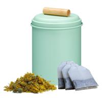 Thee bewaarblik - groen - metaal - 14 x 20 cm - theeblik - losse thee