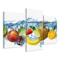 Schilderij - Vers fruit in het water, 3 luik, premium print, wanddecoratie - thumbnail