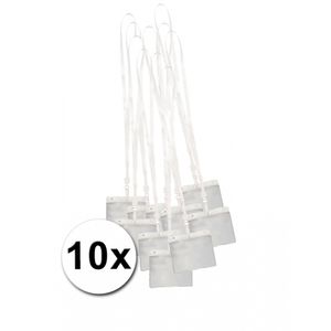 Multipack van 10x Keycords incl. badgehouders wit 11,2 x 58 cm